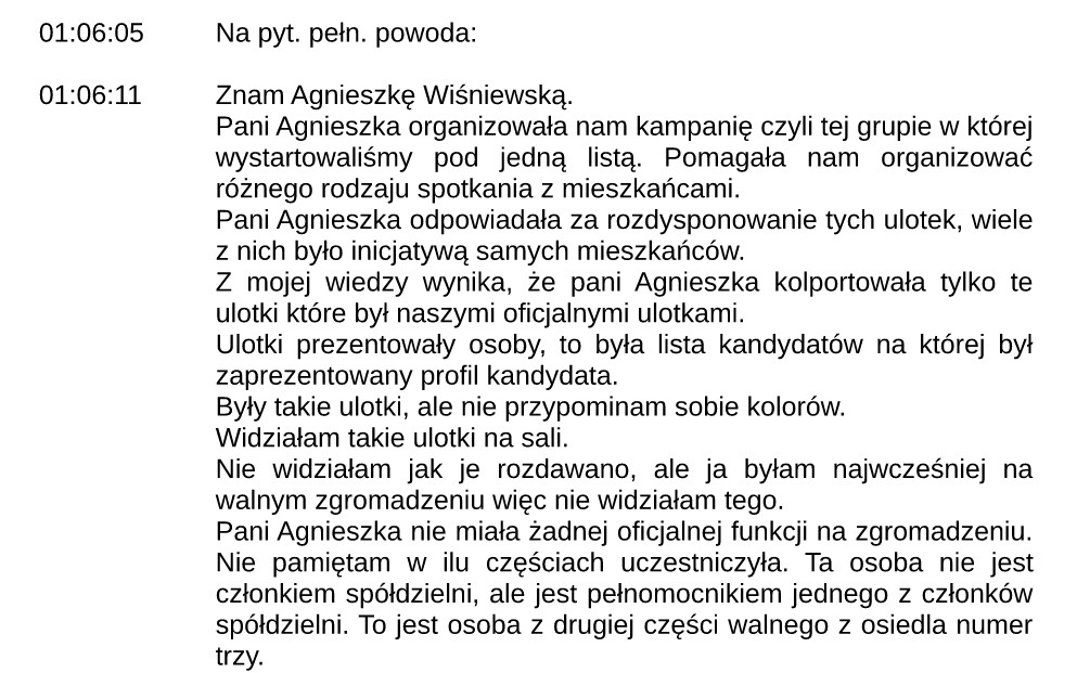 zeznanie Ćwikowskiej